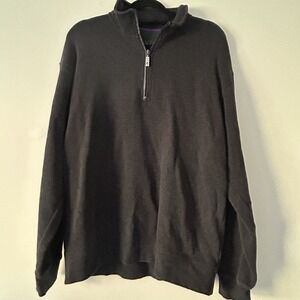 Orvis Mens Size L 1/4 Zip Pullover Blue Medium Weight 100% Cotton spring rugged